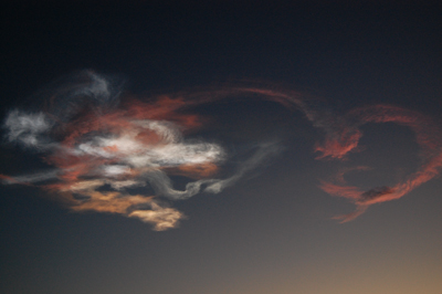 Space Shuttle STS-131 launch, April 5 2010, noctilucent cloud.