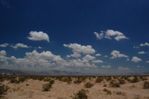 Blue sky, looking east.